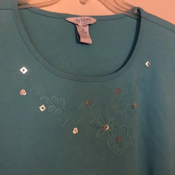 Teal embroidered embellished tank Women’s 3X - Picture 2 of 5